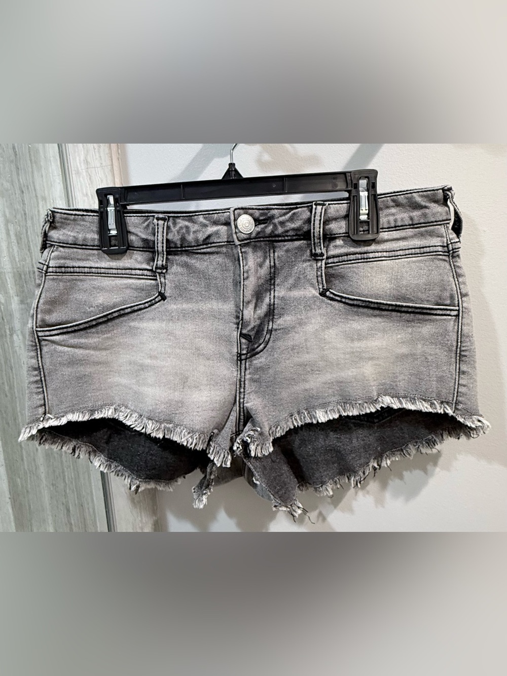 True Religion Gray Washed Denim Cutoff Shorts